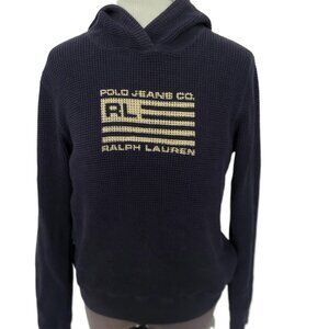 Ralph Lauren Knit Flag Sweater Hooded Hoodie. Size L.